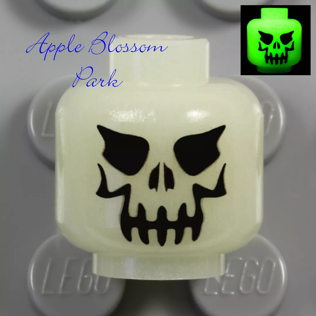 LEGO Esqueleto Brilla en la Oscuridad MINIFIGURA CABEZA Malvados Ojos Halloween Monstruo Calavera