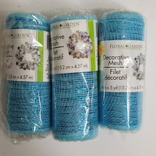 LIGHT AQUA BLUE Lot of 3 Rolls 6" x 5 yds 15 Feet Deco Mesh for Wreaths