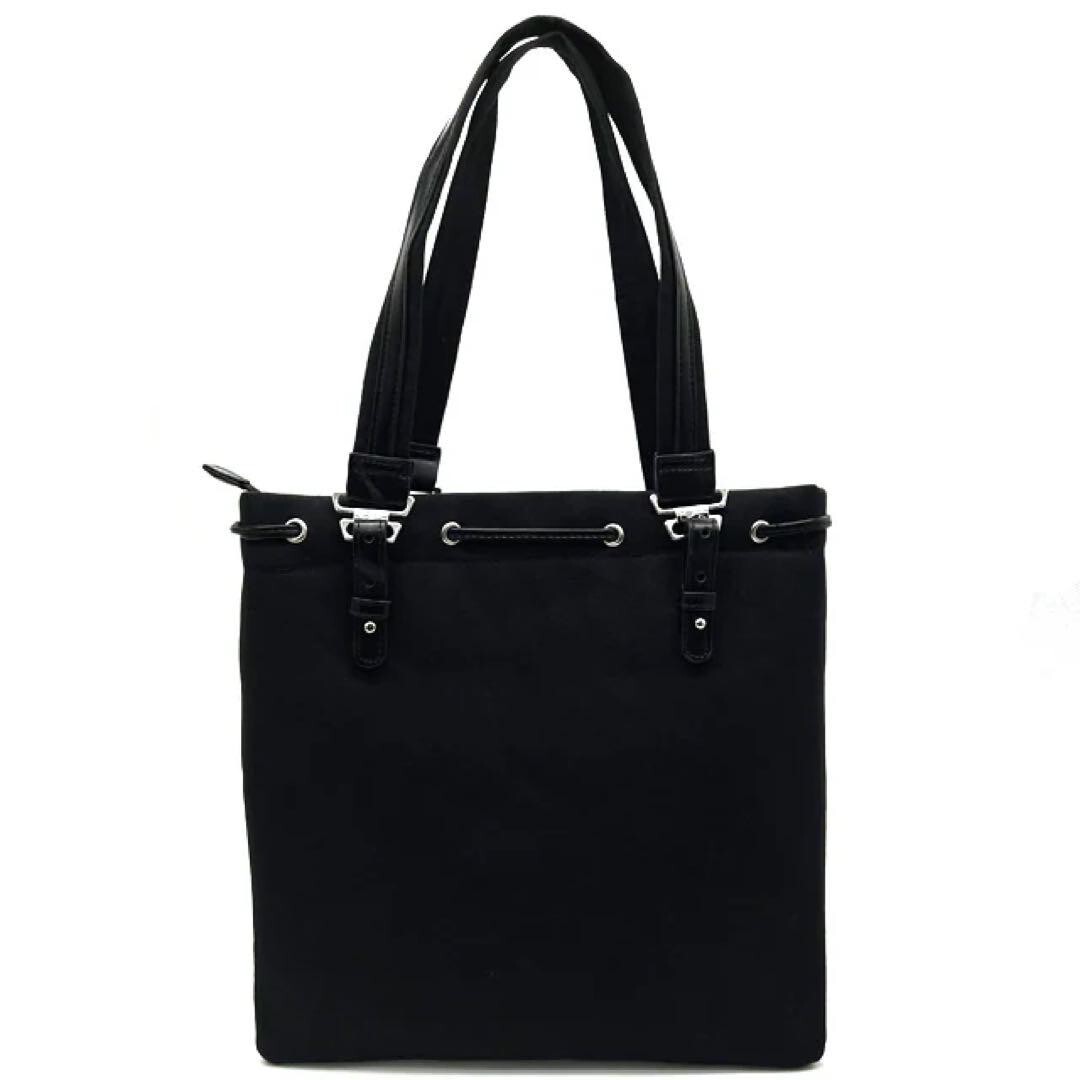 Yves Saint Laurent Black Tote Bag Handbag Canvas Cosmetics Gold