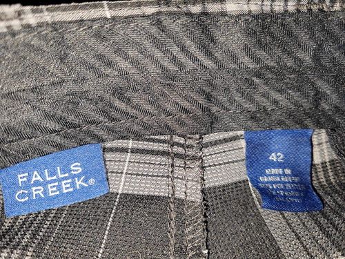 Falls Creek Chino Shorts Men's Size 42 Black Gray Plaid Lightweight - Picture 3 of 3