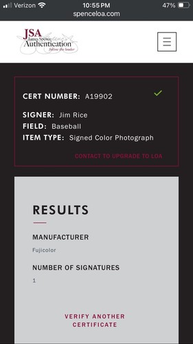 RARE JIM RICE Auto 24x18 Framed LONGORDO Signed Print Art JSA COA HOF 1/1? - Picture 7 of 7