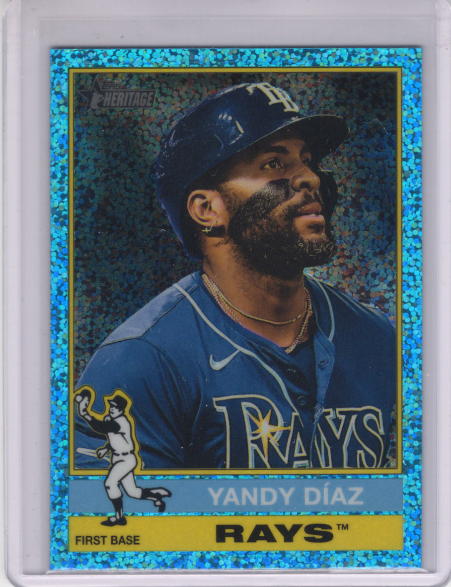 Yandy Diaz 2025 Topps Heritage Chrome Light Blue Sparkle #215