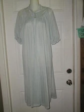 Vintage blue nylon sz M nightgown long sleeve maxi robe peignoir Sans Souci