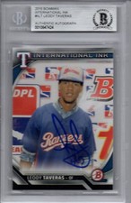 Leody Taveras Texas Rangers 2016 Bowman International Ink Signed Card Beckett