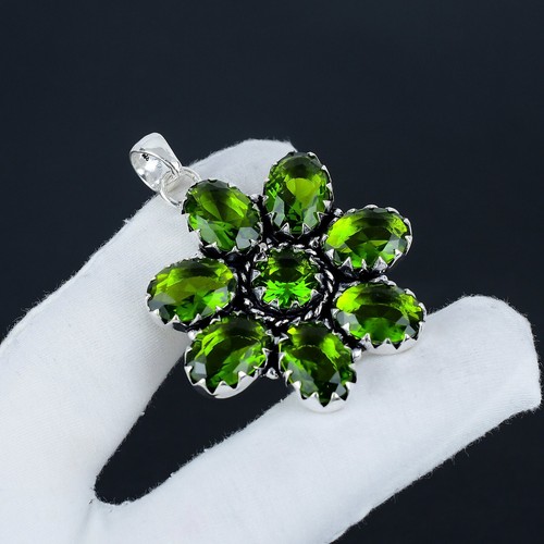 Eleganter Peridot Edelstein Handarbeit 925 Sterling Silber Anhänger für Geburtstagsgeschenke