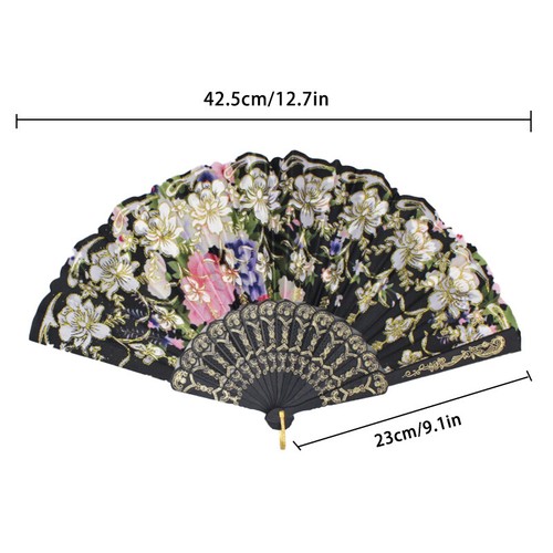 Hand Held Fans Silk Plastic Folding Fans Handheld Wedding Hand Fan Flower Fan - Bild 2 von 19