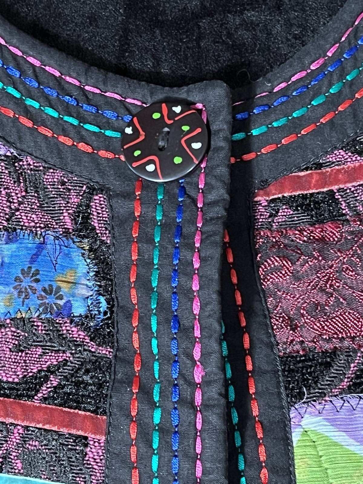 Women’s Large Patchwork Jacket Embroidered Multic… - image 5