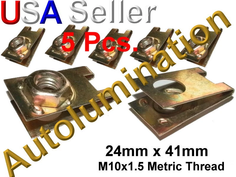 LILPARTS Zinc Plated U J Fold Over Clip On Floating Nut M10 x 1.5 Thread Body Fender