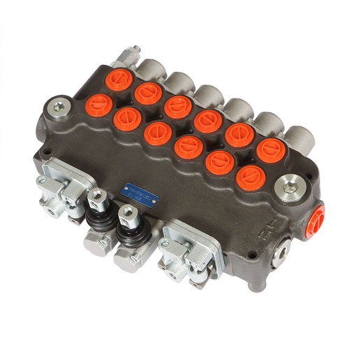 6 Spool 21 GPM 3625 PSI Hydraulic Directional Control Valve, SAE w/ 2 Joysticks - Picture 7 of 15