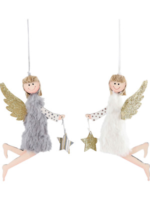 Hoff Interieur 8887 Angel '' Celebrity '' with Star Zierhänger Wooden, Cotton