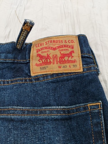Levi's 505 Regular Fit Straight Jeans Men's Size W 40 X L 30 Blue Denim 5-Pocket - Picture 6 of 7