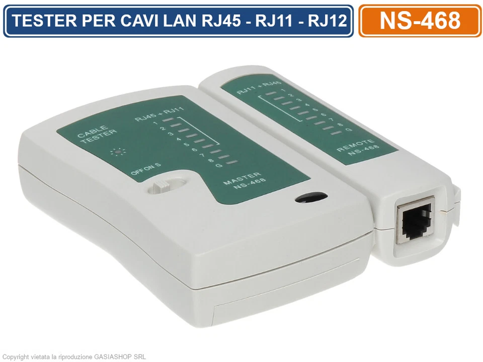 TESTER PER CAVO DI RETE LAN TELEFONICO RJ45 RJ11 RJ12 NETWORK ETHERNET TEST CAVI - Immagine 2 di 4