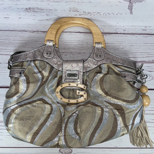 Guess Purse Bag Metallic Pewter Gold Bronze