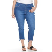 NWT Womens Gloria Vanderbilt Jordyn Fray Cuff Ankle Jeans Plus 16W MSRP: 58