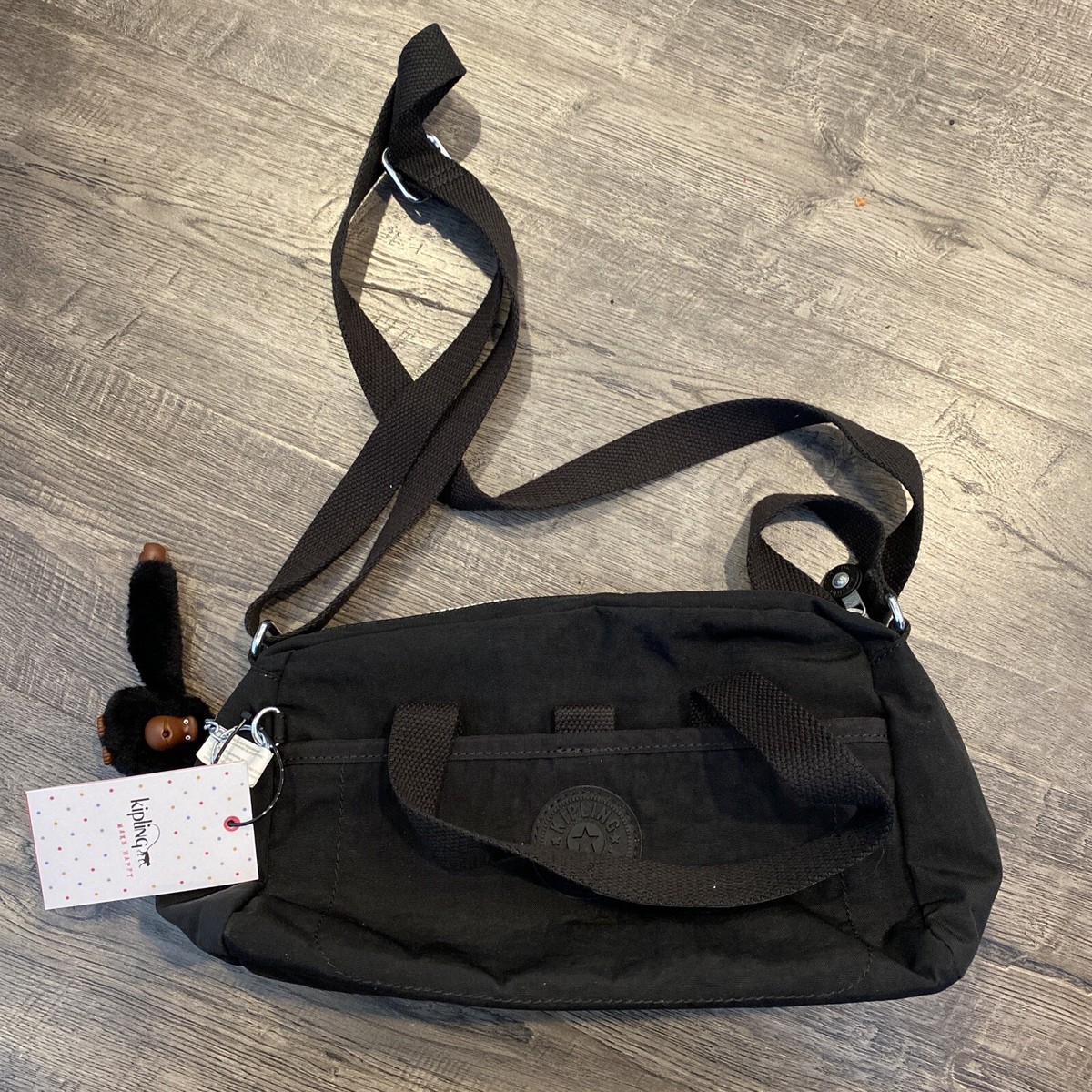 Kipling Black MARLON Medium Crossbody Purse Handbag Davina Monkey