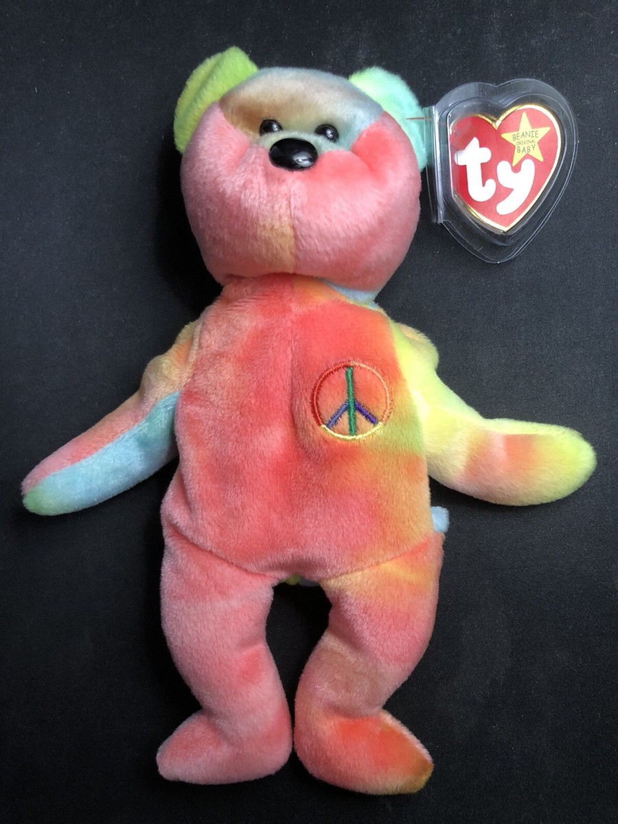 1996 Original MINT Ty Beanie Baby Peace Bear with 102 TUSH