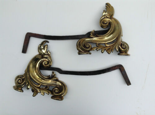 Andirons, Elegant Brass Antique Victorian Chenet - Picture 3 of 3
