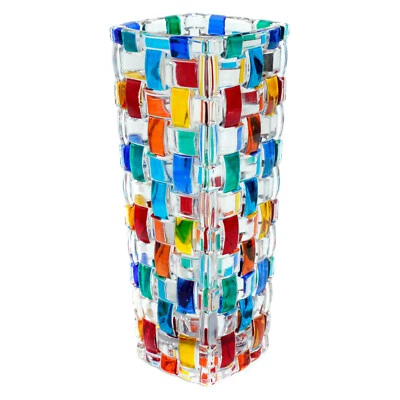 Murano Glass Vase Multi Coloured Hand Painted