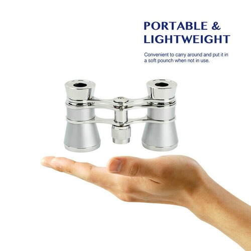 3X25 Theatre Opera Glass Binoculars with Chain for Theater Horse Racing Silvery - Picture 6 of 7