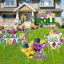 Mardi Gras Yard Sign with Stake Waterproof Mardi Gras Outdoor Decorations for Ca