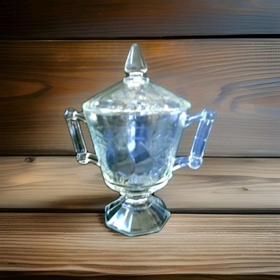 Vintage Jeanette Glass Sugar Bowl w/Lid Baltimore Pear Footed Pedestal 
