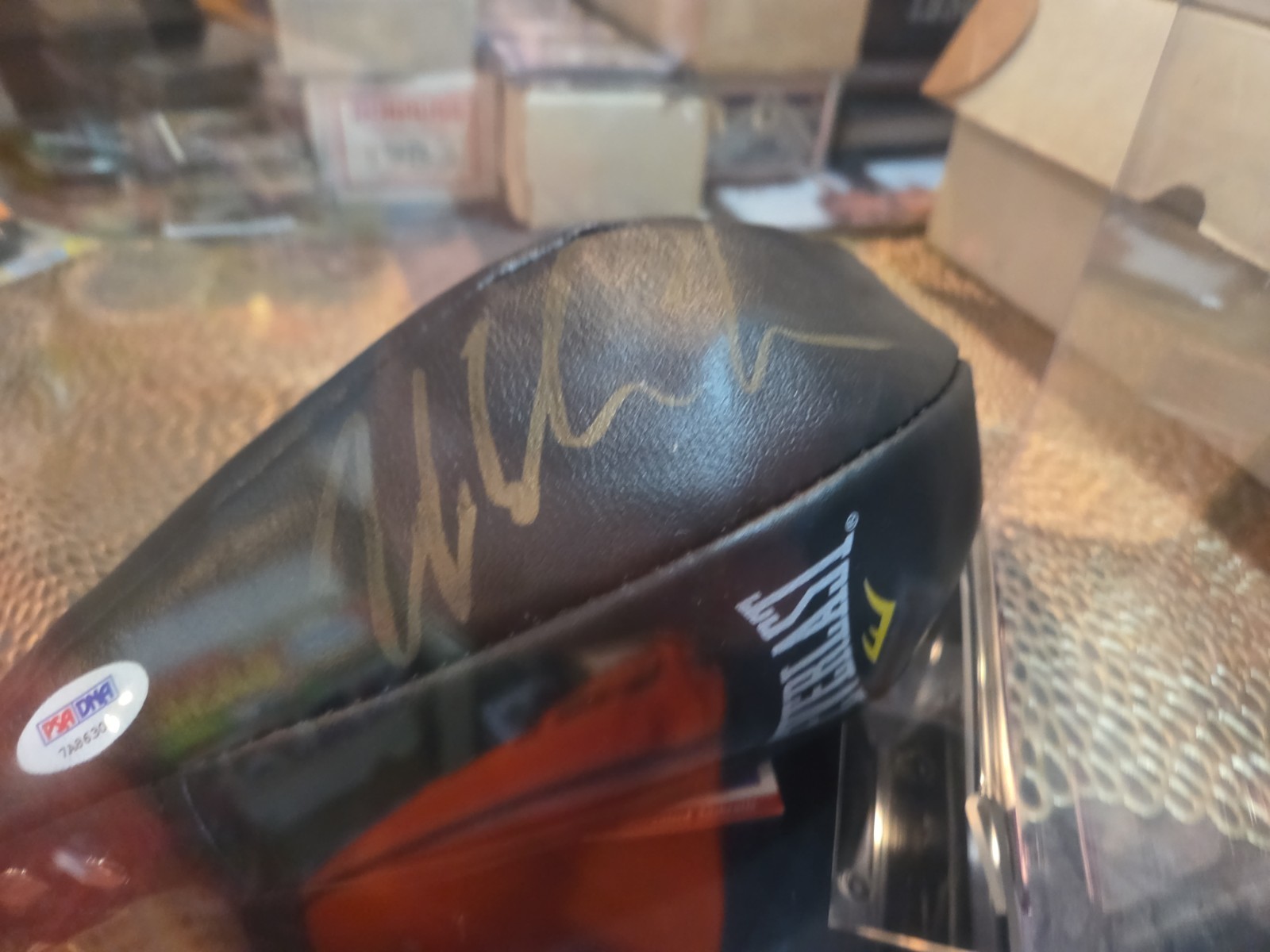 MIKE TYSON SIGNED SPEED BAG WITH DISPLAY CASE PSA view 4