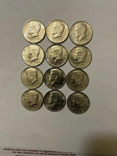 Kennedy Half Dollar 40 % Silver 1965 1966 1967 1968 12 Coins Uncirculated