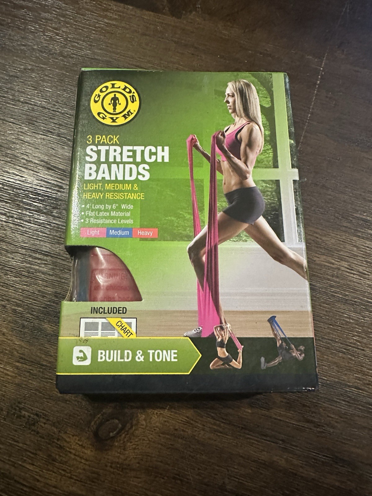 Gold&rsquo;s Gym Stretch Bands 3 Levels Light Medium Heavy Resistance New Exercise
