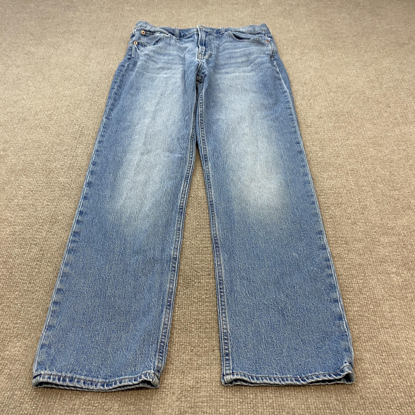 Gap '90s Straight Jeans Womens 12 R Blue Light Wash High Rise Stretch 5-Pocket