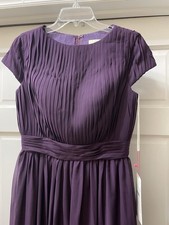 New W/Tag Purple Purbelle Formal Long Chiffon Dress Modest Bridesmaid Size 8 Med