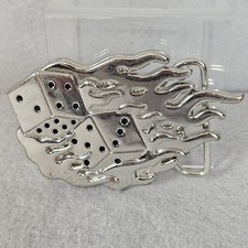 Lucky Dice Flaming Belt Buckle Metal Rockabilly Skater