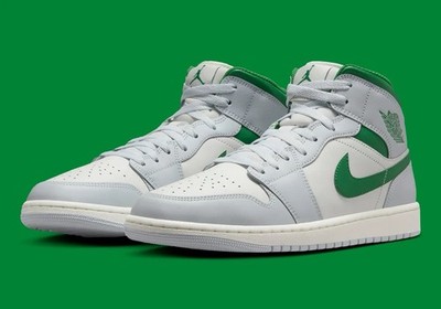 Size 9 - Air Jordan 1 Mid Summit White Lucky Green for sale online