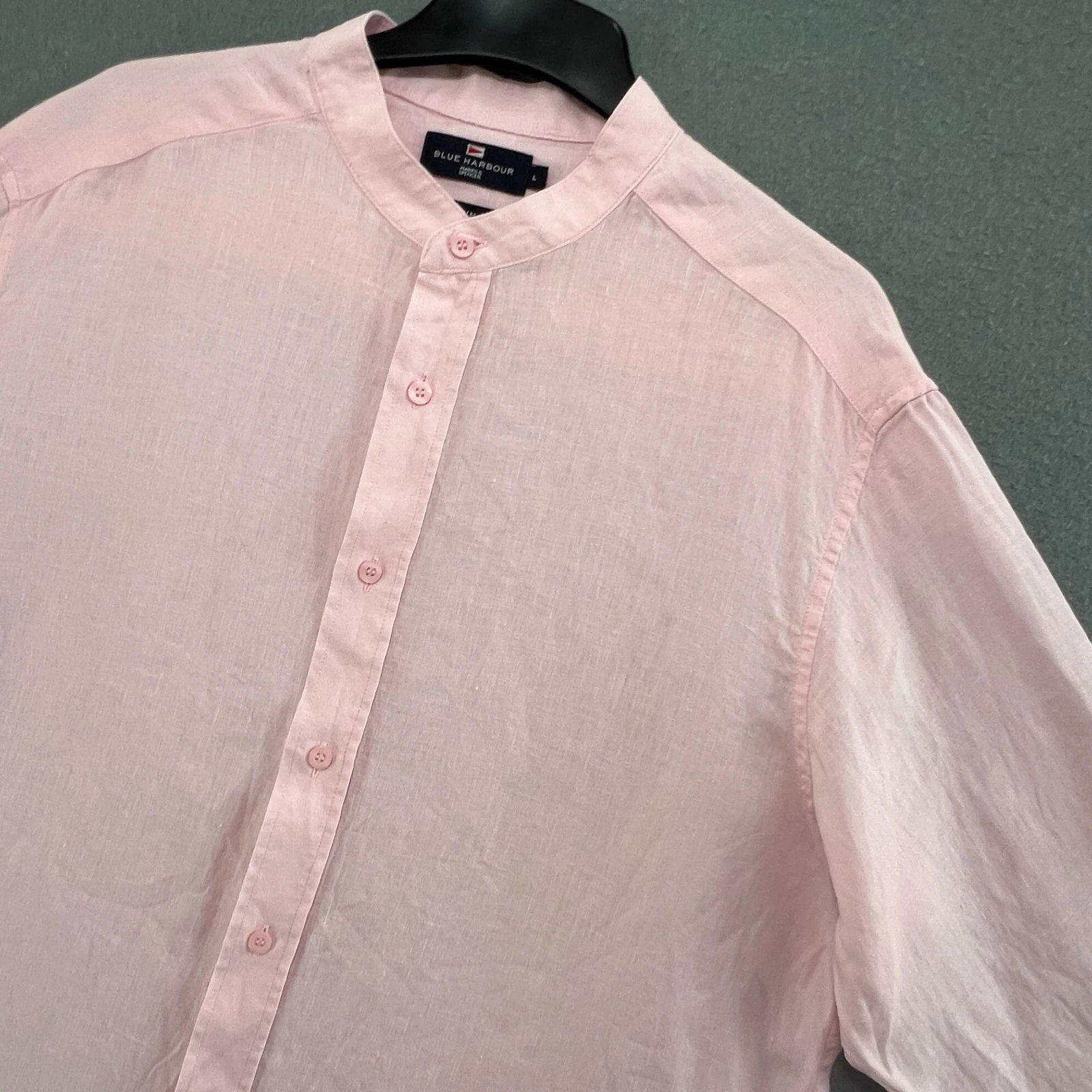 Pink Linen Grandad Collar Shirt Coastal Riviera Summer Men’s L M&S Blue Harbour
Opens in a new windo
