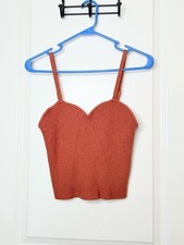 Wild Fable Womens Large Rust Ribbed Knit Bustier Corset Crop Cami Top NWOT