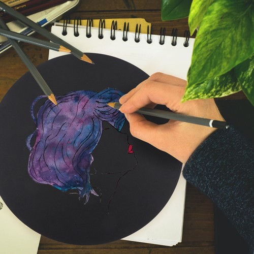 50 Pcs Black Cardboard Sketch Drawing Paper Cardstock Textured Student Circles - Foto 10 di 12