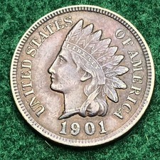 1901 Indian Head Cent / Penny 1c Ch AU About Uncirculated #545