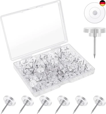 YOOSSO 120 Stück Reiszwecken mit Kopf, 16mm Transparente Reißzwecken Heftzwecken P