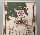 VTG A/S 1911 ARTS & CRAFTS 4-COLOR EASTER POSTCARD - BUNNY, GIRL, TULIP FLOWERS — photo 4