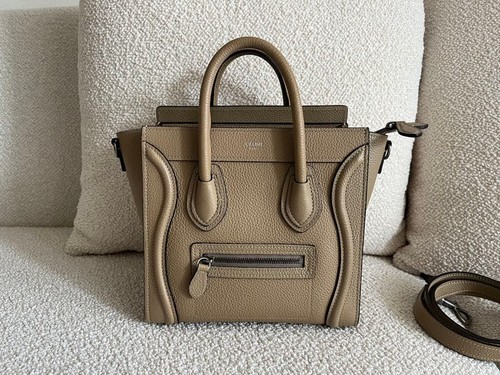 CELINE Luggage Nano Dune Leather Handbag