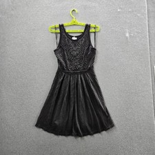 Free People Women Dress S/P Black Embroidered Sassy Satouche Fairy Grunge