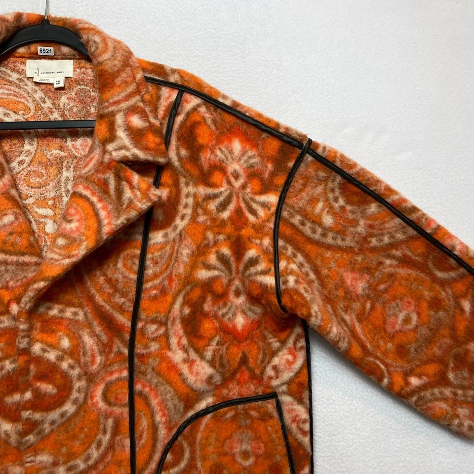 Abrigo Anthropologie Kimono Mujer Talla Única Rosa Difuso Paisley Mezcla Lana Foto 3 de 4