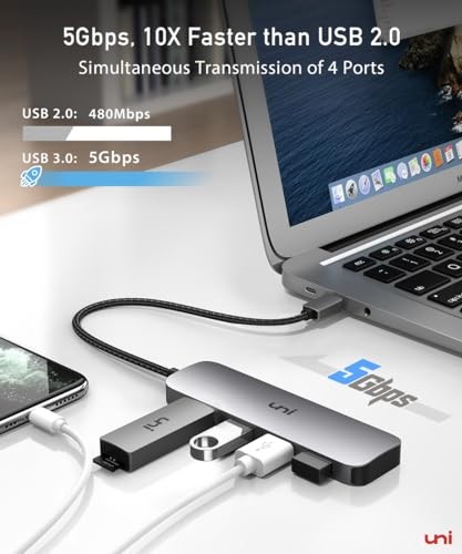 Compact 4-Port USB-C Hub with USB 3.0 – 0.6FT Aluminum Adapter