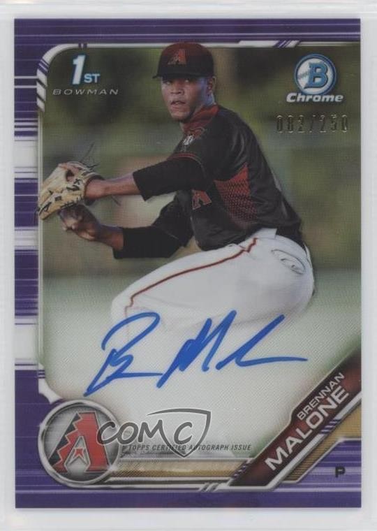 2019 Bowman Draft Chrome Pick Purple Refractor 82/250 Brennan Malone Auto 2f9