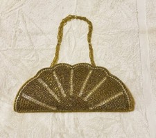 1940 s Vintage Gold Beaded Clutch Scalloped Design