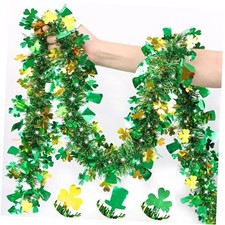 50FT St Patricks Day Garland Decor Green Gold 50FT Green Gold Shamrock Hat