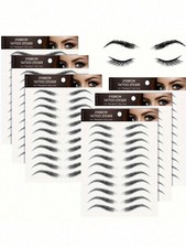 6pcs Eyebrow Tattoos 4D Hair-Like Waterproof Stickers Black Makeup Temporary