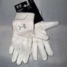 Under Armour Women's Motive Softball Gloves , 100 White / Halo Gray , Large