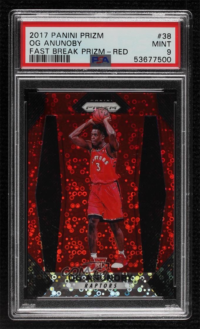 2017-18 Panini Prizm Fast Break Red Prizm 53/125 OG Anunoby #38 PSA 9 MINT 14sx