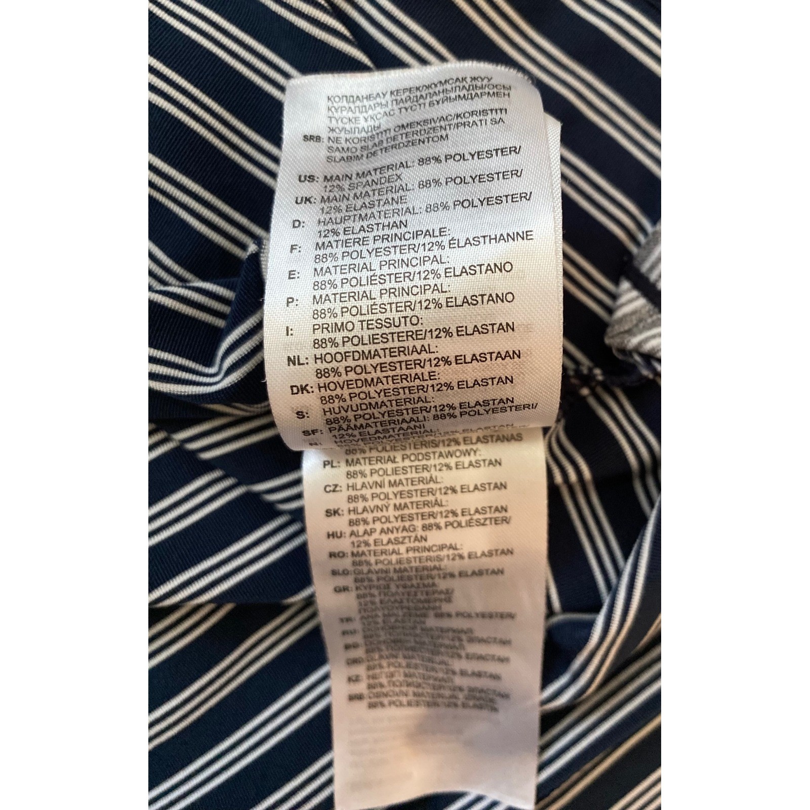 Adidas Golf Polo Shirt Mens XL Navy Blue White Striped Horse Logo thumbnail 7