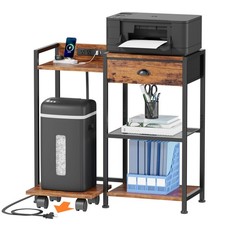 Printer Stand with Storage Drawer,Printer Table with Charging Station and USB...